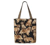 DEXNEL Golden Retrievers - Bolsa de lona mediana reutilizable con sistema de cierre a presión, bolsas de comestibles reutilizables