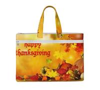 DEXNEL Happy Thanksgiving - Bolsas de lona plegables A4 para almacenamiento de documentos para visitas a la biblioteca y trabajo en cafeterías, NEGRO, One Size