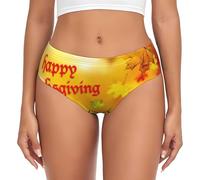 DEXNEL Happy Thanksgiving - Calzoncillos sin costuras para mujer, ropa interior cómoda para el día a día, suave, transpirable, Negro, XXL