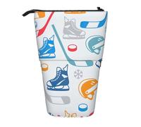 DEXNEL Hockey Elements - Portalápices de pie con diseño creativo, bolsa telescópica, caja de papelería para estudiantes, niñas y niños, Black, Talla única, Organizador de bolsas