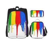 DEXNEL Juego de 3 mochilas escolares a juego con estampado de salpicaduras de pintura para aplicación en el universo, NEGRO, One Size, Juego de mochila escolar