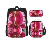 DEXNEL Lily Flower - Mochila con fiambrera, juego de 3 mochilas escolares a juego para aplicación en el universo, NEGRO, One Size, Juego de mochila escolar