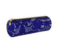 DEXNEL Manta Ray and Fish - Estuche escolar con cremallera, elegante y práctico estuche para lápices, regalo para niños y niñas, White, Talla única, Organizador de bolsas
