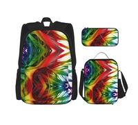 DEXNEL Mochila colorida de gran capacidad, bolsa de almuerzo, estuche combinado, juego de 3 piezas, Pintura colorida, Talla única