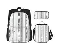 DEXNEL Mochila colorida de gran capacidad para notas musicales, bolsa de almuerzo, estuche combinado, juego de 3 piezas, Rayas triangulares bohemias, Talla única