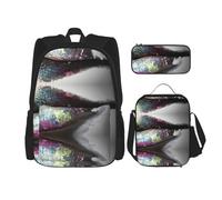 DEXNEL Mochila de gran capacidad con diseño de bandera americana, bolsa de almuerzo, estuche para lápices, juego de 3 piezas, Labios coloridos para mujer, Talla única