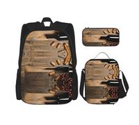 DEXNEL Mochila de gran capacidad con diseño de rosas amarillas, bolsa de almuerzo, estuche para lápices, juego de 3 piezas, Corchos para botellas de vino, uvas, Talla única