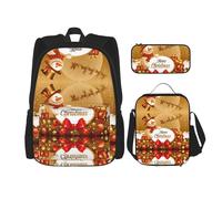 DEXNEL Mochila de muñeco de nieve de Navidad con fiambrera, juego de 3 mochilas escolares a juego para aplicación en el universo, NEGRO, One Size, Juego de mochila escolar