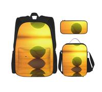 DEXNEL Mochila de pelota de tenis con fiambrera, juego de 3 mochilas escolares a juego para aplicación universal, color negro, talla única, juego de mochila escolar, NEGRO, One Size, Juego de mochila