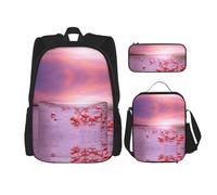 DEXNEL Mochila de playa de verano de gran capacidad, bolsa de almuerzo, estuche combinado, juego de 3 piezas, Flamencos rosados, Talla única