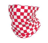 Dexnel Pañuelo calentador de cuello a cuadros blancos a cuadros rojos, pasamontañas multifuncional, polaina elástica, protección contra el viento