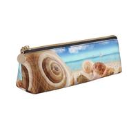 DEXNEL Seashells by The Seashore - Estuche de piel para lápices, organizador de papelería, bonito estuche portátil para maquillaje, blanco, One Size, Bolsa de maquillaje