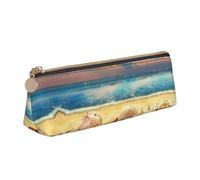 DEXNEL Seashells On The Sandy Beach - Estuche organizador de artículos de papelería, bonito estuche portátil para lápices, blanco, One Size, Bolsa de maquillaje