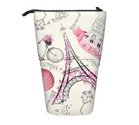 DEXNEL The Paris Tower and A Bicycle - Bonito soporte para lápices de pie, bolsa telescópica, caja de papelería para estudiantes, niñas y niños, Black, Talla única, Organizador de bolsas