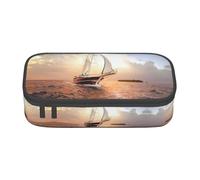 DEXNEL White Sailing Ship at Sunset - Estuche escolar portátil con cremallera, estuche multifuncional resistente de alta capacidad para niños, Black, Talla única, Organizador de bolsas