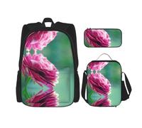 DEXNEL Wild Flowers - Mochila con fiambrera, juego de 3 mochilas escolares a juego para aplicación en el universo, NEGRO, One Size, Juego de mochila escolar