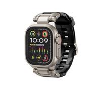 Dexnor Banda Deportiva Compatible con Apple Watch Ultra 2/Ultra Band 49mm, Series 9/8/SE2/7/6/SE/5/4/3/2/1 45/44/42mm, Correa Suave TPU Apple Watch con Conectores de Acero Inoxidable - Negro