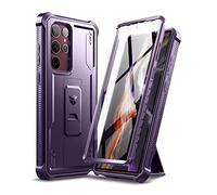 Dexnor - Funda Compatible con Samsung Galaxy S22 Ultra 5G con Protector de Pantalla Integrado de Grado Militar 360 de Cuerpo Completo a Prueba de Golpes con Soporte - Phantom Purple
