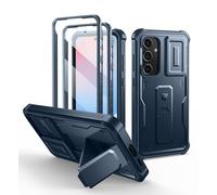 Dexnor Funda Compatible con Samsung Galaxy S24 FE, con Tapa Protectora Deslizante de Cámara & Protector de Pantalla & Stent, Reforzada Antisísmica Cubierta Protectora Carcasa Case - Azul Marino
