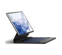 Dexnor Funda con Teclado para Samsung Galaxy Tab S8+/S7 FE/S7 Plus Funda con Teclado y trackpad multitáctil Soporte magnético para S Pen Teclado retroiluminado Bluetooth - Negro