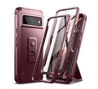 Dexnor Funda de Cuerpo Completo para Google Pixel 8【Marco Frontal Doble y Soporte】, Tecnología de Amortiguador, Protección contra Caídas, Resistente a los Golpes - Rojo