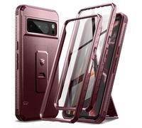 Dexnor Funda de Cuerpo Completo para Google Pixel 8 Pro【Marco Frontal Doble y Soporte】, Tecnología de Amortiguador, Protección contra Caídas, Resistente a los Golpes - Rojo