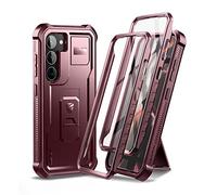 Dexnor Funda de Cuerpo Completo para Samsung Galaxy S23 【Marco Frontal Doble y Soporte】, tecnología de Amortiguador de Golpes, protección contra caídas, Funda Resistente a los Golpes, Rojo
