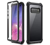 Dexnor Funda Galaxy S10 Plus con Protector de Pantalla, Transparente, Resistente, Cuerpo Completo, Resistente a los Golpes, protección Trasera Dura - Negro
