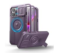 Dexnor Funda Magnética Compatible con iPhone 13 Pro con Tapa Deslizante de Cámara & Soporte Ajustable & Película Protectora de Pantalla Incorporada, Carcasa Fuerte Parachoques - Púrpura Fantasma