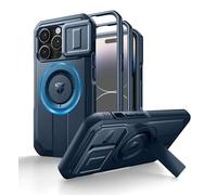 Dexnor Funda Magnética Compatible con iPhone 14 Pro con Tapa Deslizante de Cámara & Soporte Ajustable & Película Protectora de Pantalla Incorporada, Carcasa Fuerte Parachoques - Azul Marino