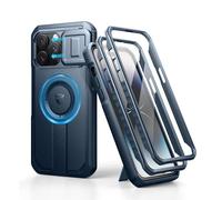 Dexnor Funda Magnética Compatible con iPhone 14 Pro MAX con Tapa Deslizante de Cámara & Soporte Ajustable & Película Protectora de Pantalla Incorporada, Carcasa Fuerte Parachoques - Azul Marino