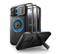 Dexnor Funda Magnética Compatible con iPhone 14 Pro MAX con Tapa Deslizante de Cámara & Soporte Ajustable & Película Protectora de Pantalla Incorporada, Carcasa Fuerte Parachoques - Negro