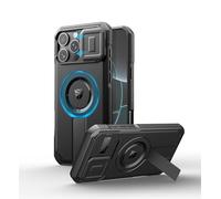Dexnor Funda Magnética Compatible con iPhone 16 Pro MAX con Tapa Deslizante de Cámara & Soporte Ajustable, Carcasa Fuerte Parachoques - Negro