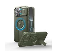 Dexnor Funda Magnética Compatible con iPhone 16 Pro MAX con Tapa Deslizante de Cámara & Soporte Ajustable, Carcasa Fuerte Parachoques - Militar Verde