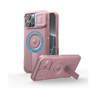 Dexnor Funda Magnética Compatible con iPhone 16 Pro MAX con Tapa Deslizante de Cámara & Soporte Ajustable, Carcasa Fuerte Parachoques - Polvo Peonía