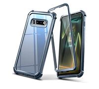 Dexnor Funda para Galaxy S10 Plus con Protector de Pantalla, Transparente, Resistente, de Cuerpo Completo, a Prueba de Golpes, protección de Espalda Dura, Doble Capa, Azul