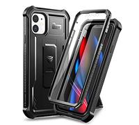 Dexnor Funda para iPhone 11 6.1 de Cuerpo Completo Resistente a Prueba de Golpes Militar Probada contra Caídas Protector de Pantalla Integrado y Soporte para Color Negro