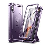 Dexnor Funda para iPhone XS MAX 360 de Cuerpo Completo Resistente a Prueba de Golpes Militares Cubierta Protectora de Pantalla integrada y Soporte para iPhone XS MAX - Púrpura