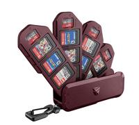 Dexnor Funda para Nintendo Switch Tarjeta de Juego, 16 Ranura de Tarjeta Estuche Juegos, Carcasa Dura Antisísmica Portátil Protección de Almacenamiento Tener 4 Capas Plegables & El Gancho - Rojo