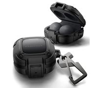 Dexnor Funda para Samsung Galaxy Buds 2 Pro (2022)/Buds FE (2023)/Buds 2 (2021)/Buds Pro (2021)/Buds Live (2020) tener Cerradura Seguridad, Carcasa Antisísmica tener Anillo de Gancho & Llavero - Negro
