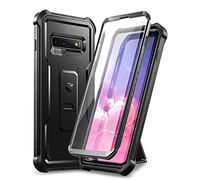 Dexnor Funda para Samsung Galaxy S10+ Plus, [protector de pantalla integrado y soporte] resistente protección de grado militar a prueba de golpes para Samsung Galaxy S10 Plus, color negro