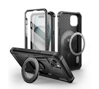 Dexnor Funda Soporte Magnético para iPhone 15 Plus / 14 Plus - 【Compatible con MagSafe】【360 ° protección de Todo el Cuerpo 】【con Soporte】 Carcasa 15 Plus / 14 Plus - Negro