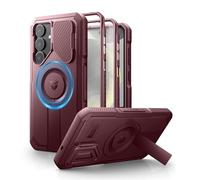 Dexnor Magnética Funda para Samsung Galaxy S25 Plus con Tapa de la Cámara & Soporte Ajustable & Película Protectora de Pantalla Incorporada, Parachoques Resistente Terremotos Carcasa - Mágico Rojo