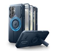 Dexnor Magnética Funda para Samsung Galaxy S25 Plus con Tapa de la Cámara & Soporte Ajustable & Película Protectora de Pantalla Incorporada, Parachoques Resistente Terremotos Carcasa - Azul Marino