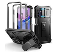 Dexnor para Funda Samsung Galaxy A15 con Tapa Protectora Deslizante de Cámara & Protector de Pantalla & Stent, Reforzada Antisísmica Cubierta Protectora Carcasa Case - Negro