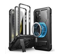 Dexnor para Funda Samsung Galaxy S24, Compatible con MagSafe [Marco Frontal Doble y Soporte], Reforzada Antisísmica Cubierta Protectora Carcasa Case - Negro