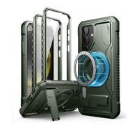 Dexnor para Funda Samsung Galaxy S24, Compatible con MagSafe [Marco Frontal Doble y Soporte], Reforzada Antisísmica Cubierta Protectora Carcasa Case - Militar Verde