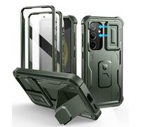 Dexnor para Funda Samsung Galaxy S24,con Tapa Protectora Deslizante de Cámara & Protector de Pantalla & Stent, Reforzada Antisísmica Cubierta Protectora Carcasa Case para Galaxy S24 - Militar Verde