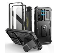 Dexnor para Funda Samsung Galaxy S24,con Tapa Protectora Deslizante de Cámara & Protector de Pantalla & Stent, Reforzada Antisísmica Cubierta Protectora Carcasa Case para Galaxy S24 - Negro