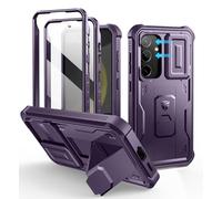 Dexnor para Funda Samsung Galaxy S24,con Tapa Protectora Deslizante de Cámara & Protector de pantalla & Stent, Reforzada Antisísmica Cubierta Protectora Carcasa Case para Galaxy S24 - Púrpura Fantasma